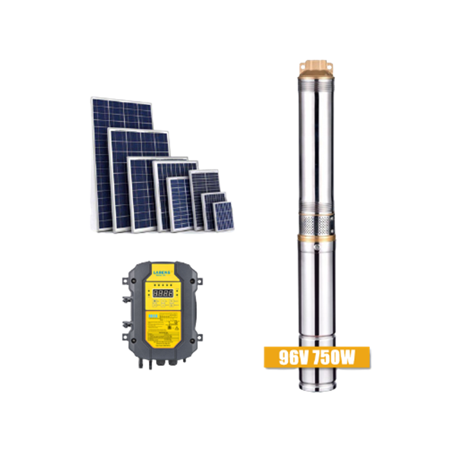 Módulo Solar de CC, bomba de agua de 3 pulgadas, 96V, 750W, Kit de sistema de bombeo Solar para riego