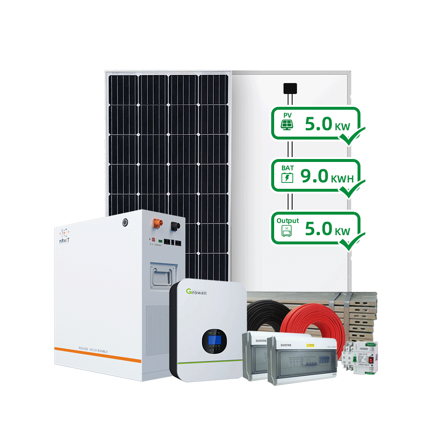 On-grid Off-grid 18kwh Household Solar Power Panel Kit CE Lithium Ion MPPT Nruit Powerporter 9kwh * 2 Rated 5kw / Max10 Kw 800kg